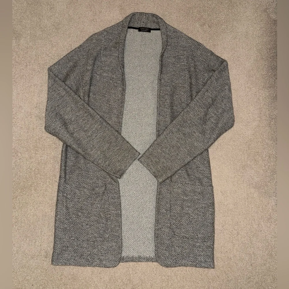 Zara Men’s Large Textured Gray Cardigan - Picture 1 of 4